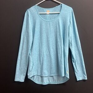 LUCY ACTIVEWEAR LIGHTWEIGHT SHEER LONG SLEEVE TOP BLUE  SZ L